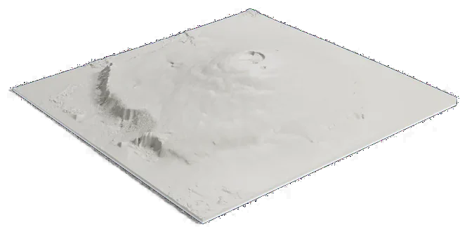 Olympus Mons model, low angle