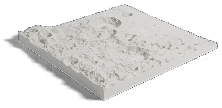 Theophilus crater model, low angle