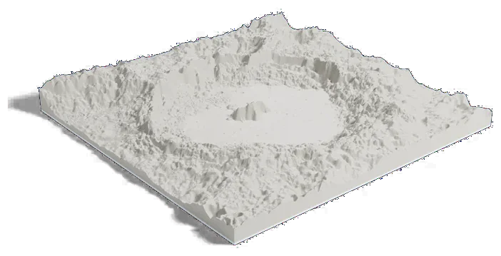 Tsiolkovskiy crater model, low angle