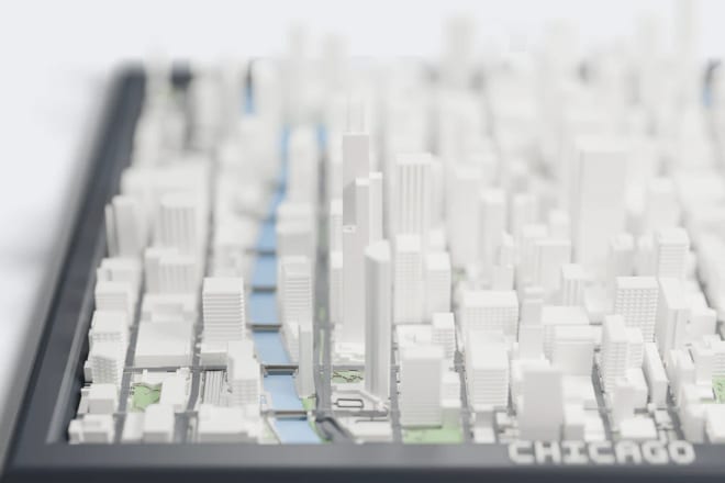 O Loop de Chicago com uma moldura elevada e rótulos.